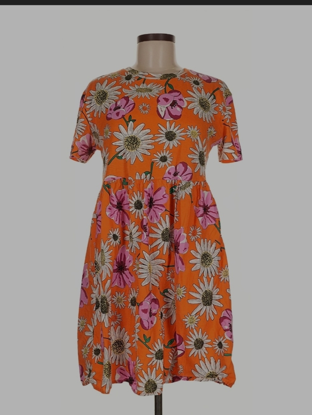 ZARA Orange Floral Short Sleeve Women's Dress
